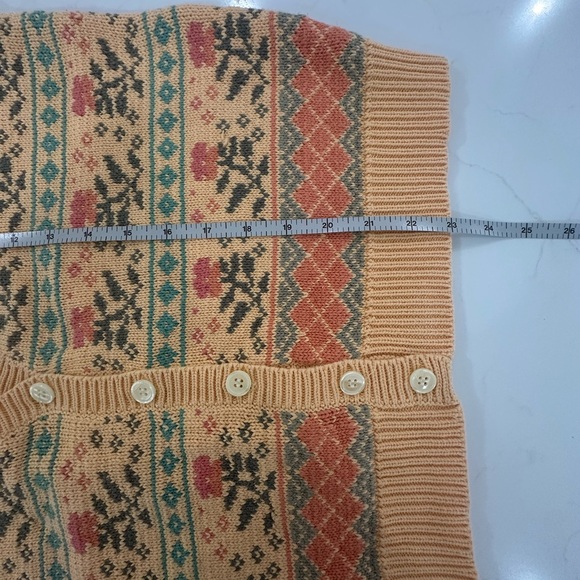 VTG GAP Fair Isle Flowers Granny Core Sweater Vest Y2K 100% Cotton Oversized S - Picture 5 of 5